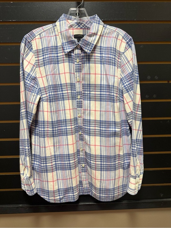 Talbots Tops - Talbots Plaid Button Front Shirt 100% Cotton Blue Pink Medium
